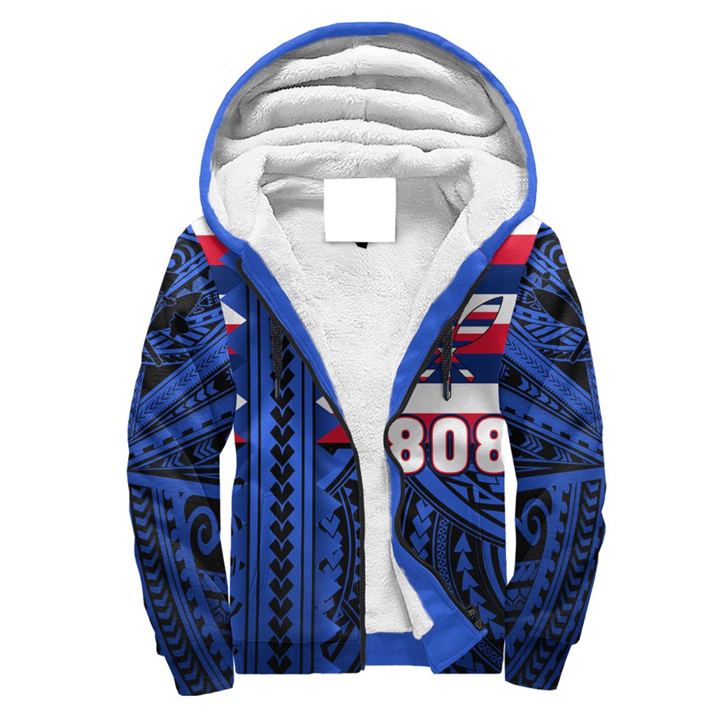 (Personalized) Hawaii - Hawaiian Flag Sherpa Hoodie - Speaka Style - AH Blue - Polynesian Pride