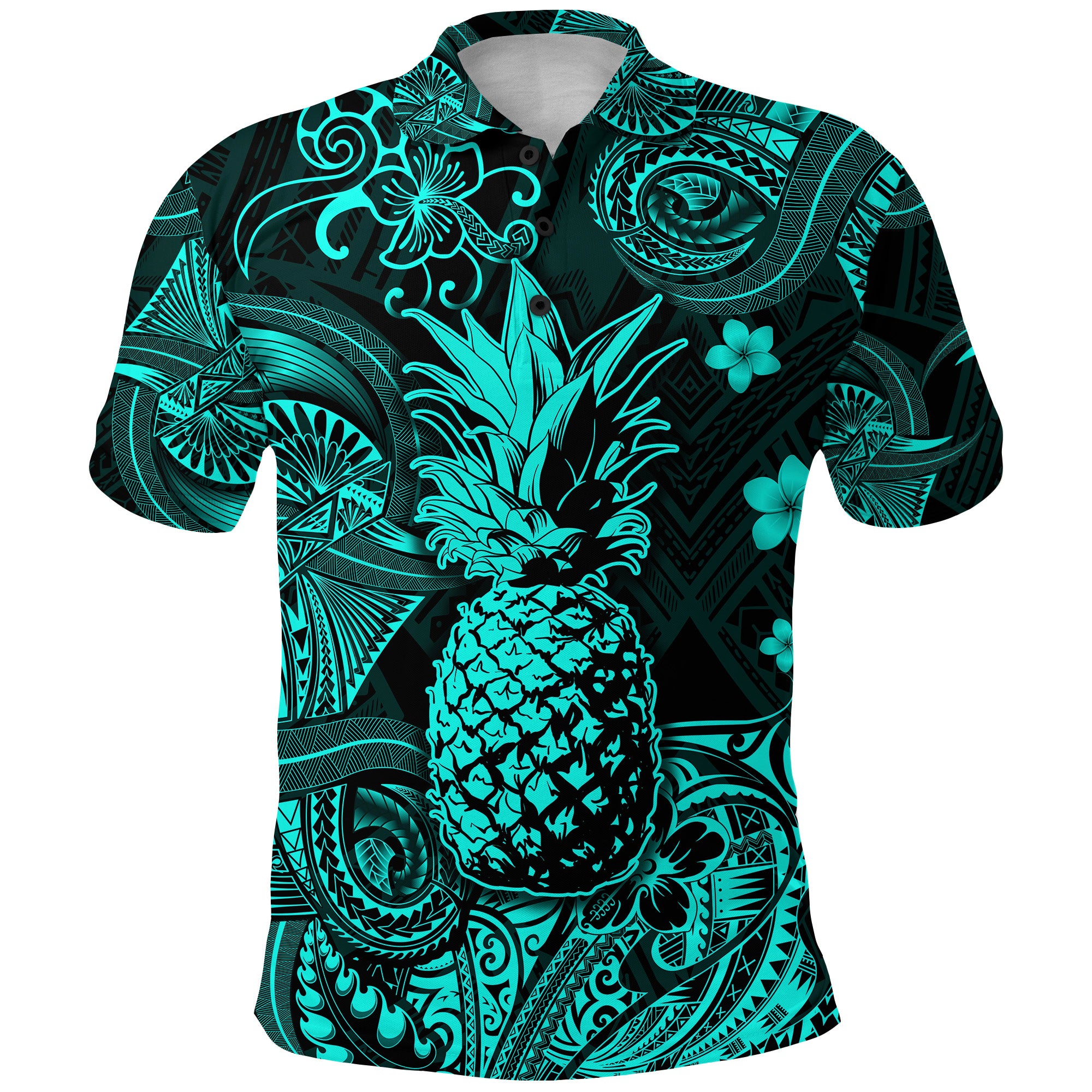 Custom Hawaii Pineapple Polynesian Polo Shirt Unique Style Turquoise LT8 - Polynesian Pride