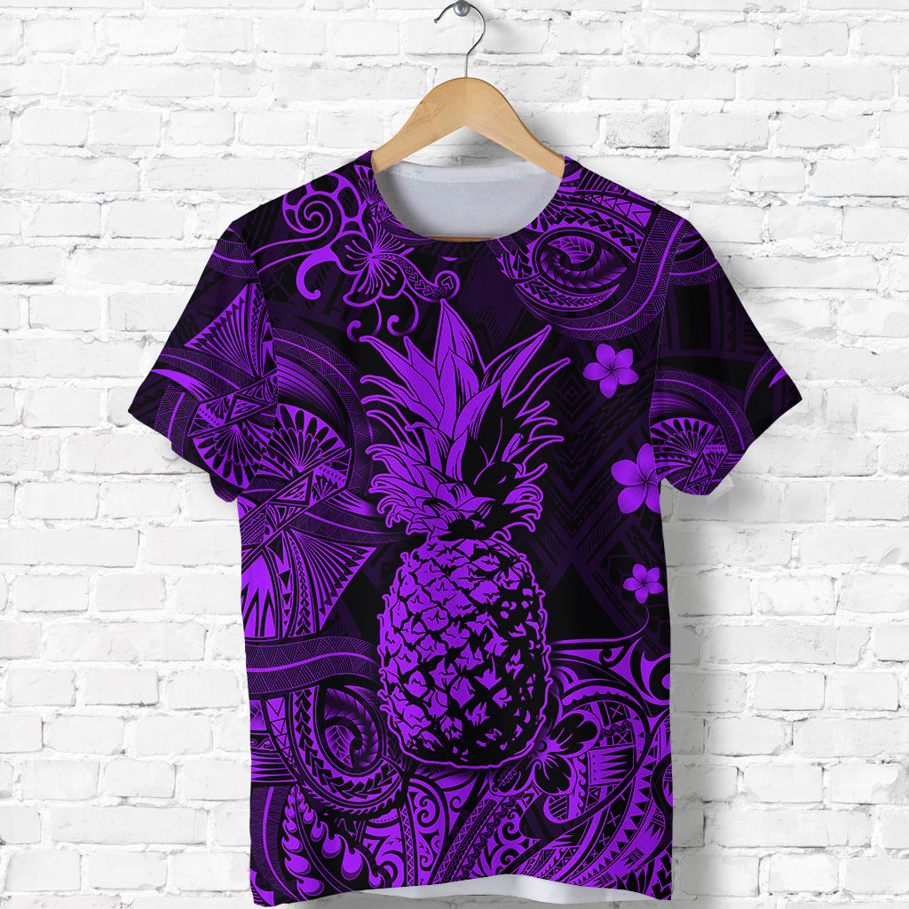 Custom Hawaii Pineapple Polynesian T Shirt Unique Style Purple LT8 - Polynesian Pride