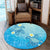 Hawaii Plumeria Deep Blue Turtle Round Carpet - AH - Polynesian Pride