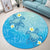 Hawaii Plumeria Deep Blue Turtle Round Carpet - AH - Polynesian Pride