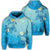 Hawaiian Plumeria Deep Blue Turtle Hoodie Unisex Art - Polynesian Pride