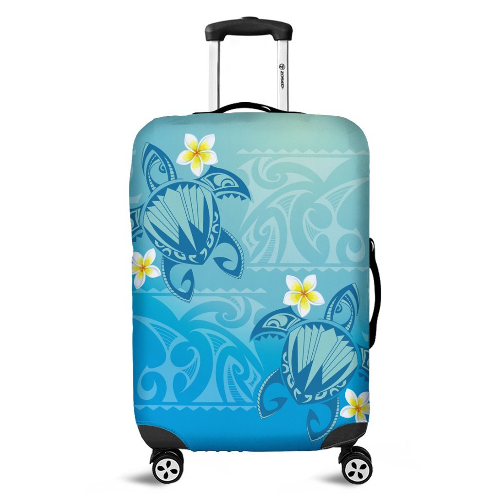 Hawaii Plumeria Deep Blue Turtle Luggage Covers - AH Black - Polynesian Pride