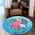 Hawaii Plumeria Deep Sea Circle Turtle Round Carpet - AH - Polynesian Pride