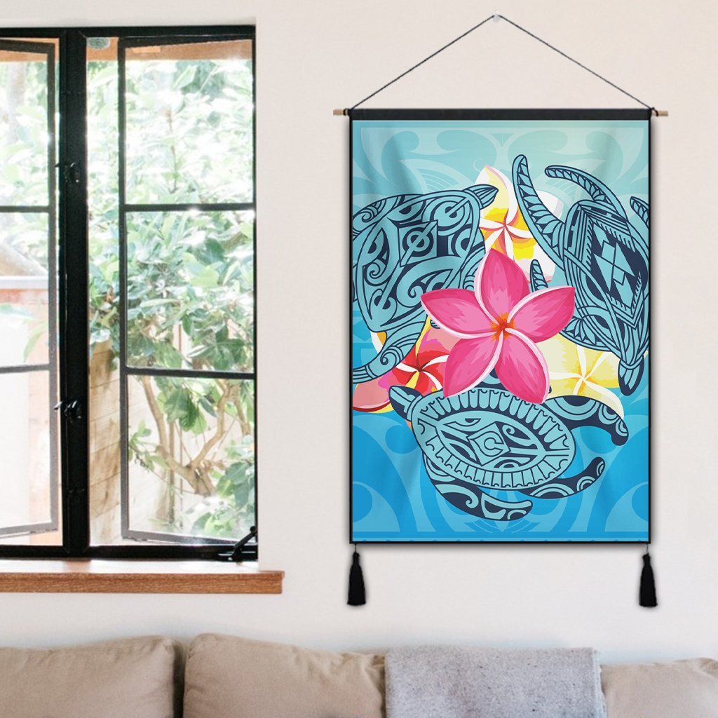 Hawaii Plumeria Deep Sea Circle Turtle Hanging Poster - AH - Polynesian Pride