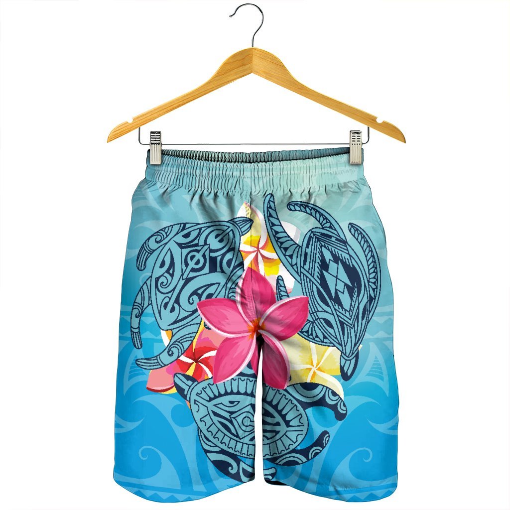 Hawaii Plumeria Deep Sea Circle Turtle Men's Shorts - AH - Polynesian Pride
