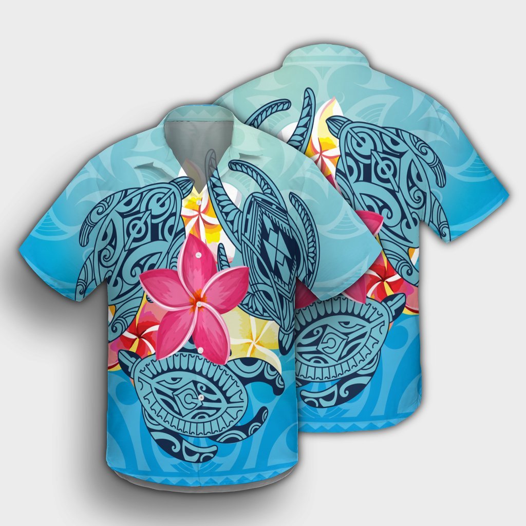Hawaii Plumeria Deep Sea Circle Turtle Hawaiian Shirt - AH - Polynesian Pride