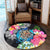 Hawaii Plumeria Hibiscus Wave Turtle Round Carpet - AH - Polynesian Pride