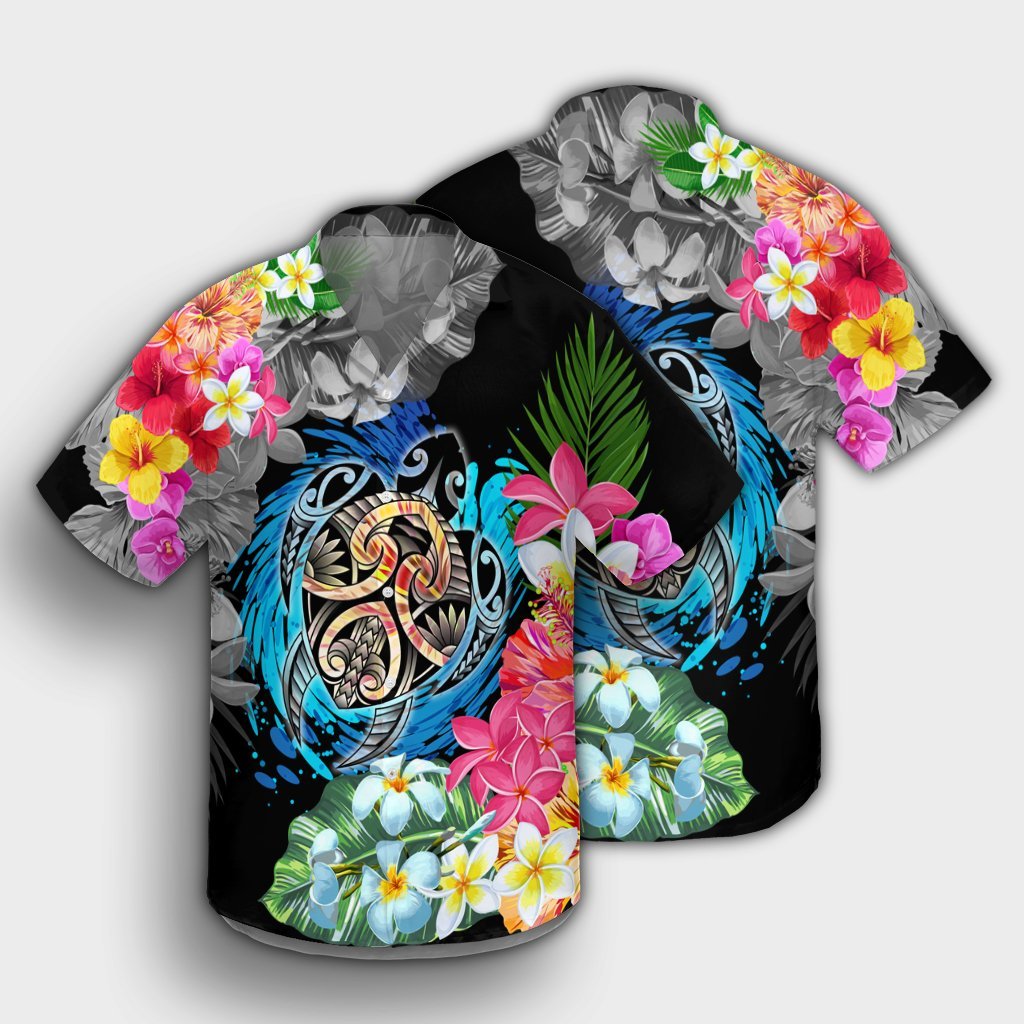 Hawaii Plumeria Hibiscus Wave Turtle Hawaiian Shirt - AH - Polynesian Pride
