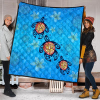 Hawaii Plumeria Turtle In The Ocean Premium Quilts - AH - John Style - Polynesian Pride