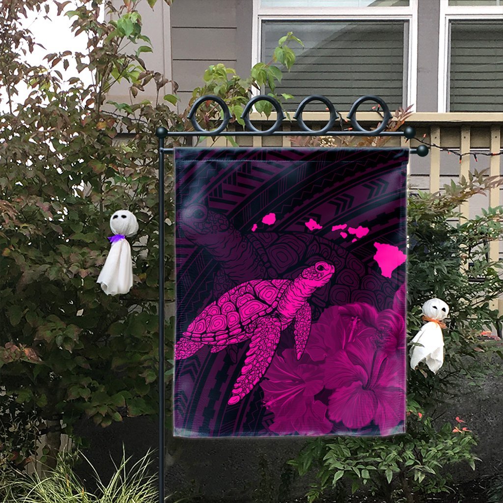 Hawaii Polynesian Hibiscus Turtle Map Flag Pink - AH - Polynesian Pride