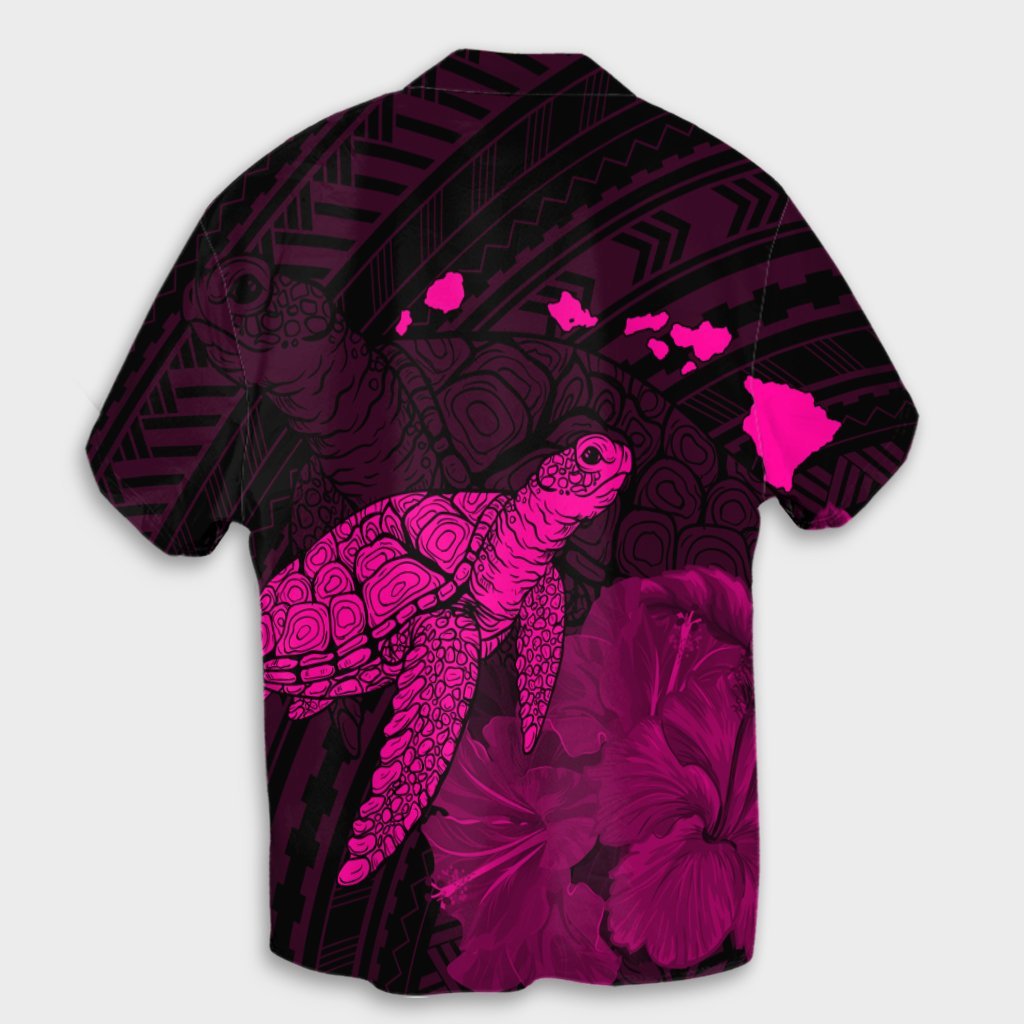 Hawaii Polynesian Hibiscus Turtle Map Hawaiian Shirt Pink - AH - Polynesian Pride