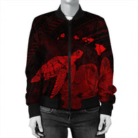 Hawaii Polynesian Hibiscus Turtle Map Bomber Jacket Red - AH - Polynesian Pride