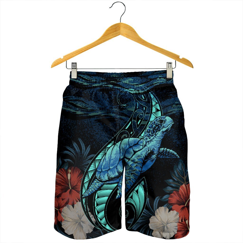 Hawaii Polynesian Honu Sea Hibiscus Men's Shorts - AH - Polynesian Pride