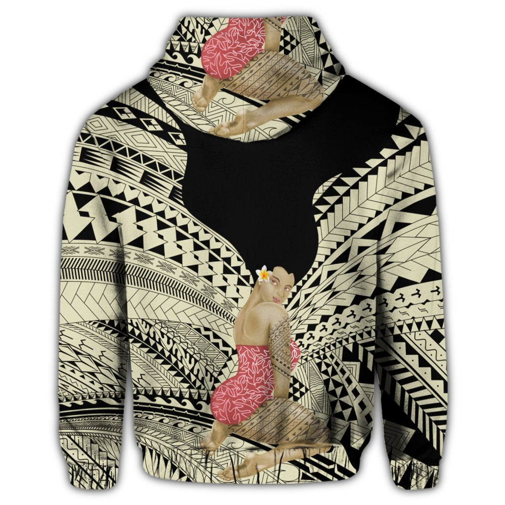 Hawaiian Polynesian Hula Girl Wearing Plumeria Hoodie - Polynesian Pride