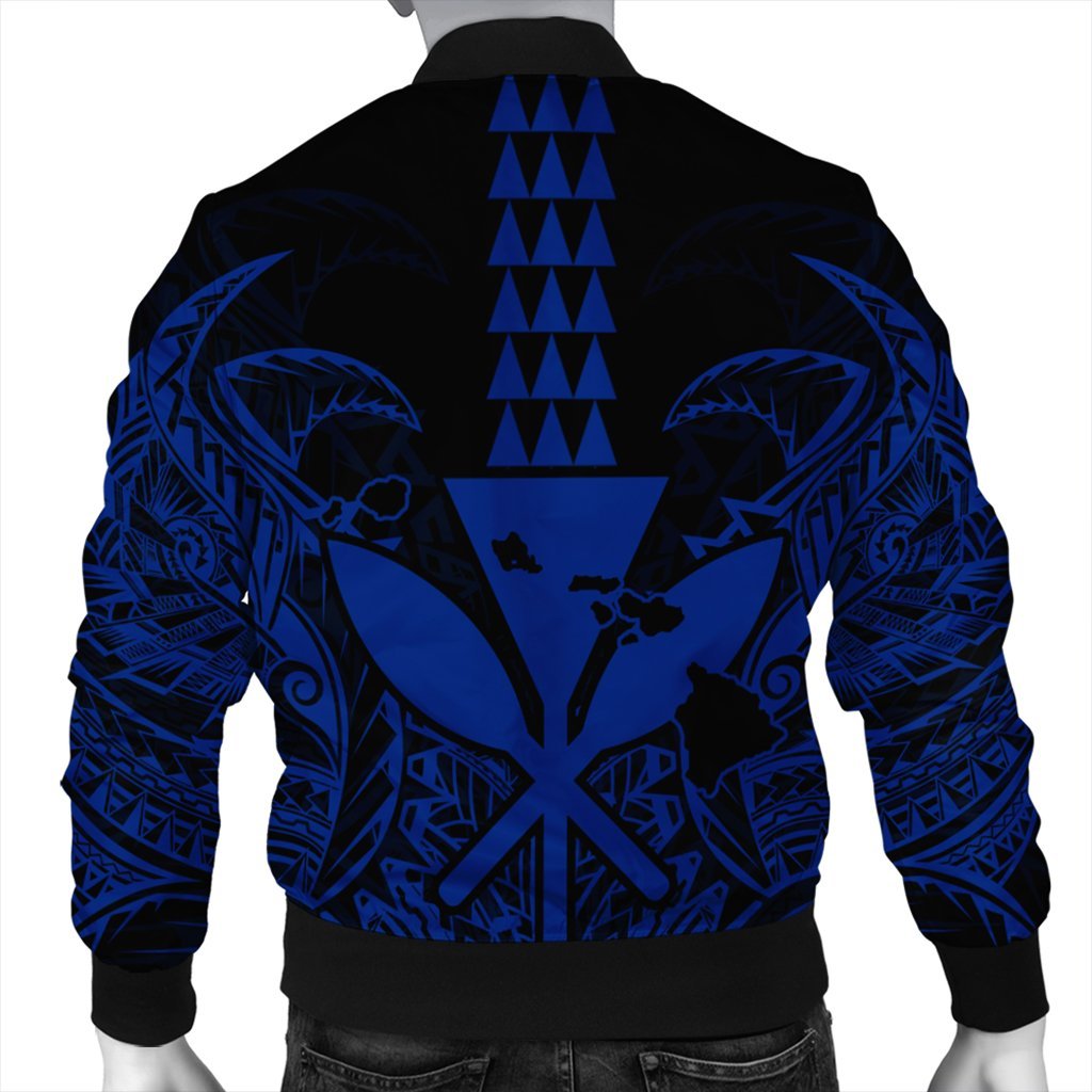 Hawaii Polynesian Kanaka Kakau Bomber Jacket - Alan Style Blue - AH - Polynesian Pride