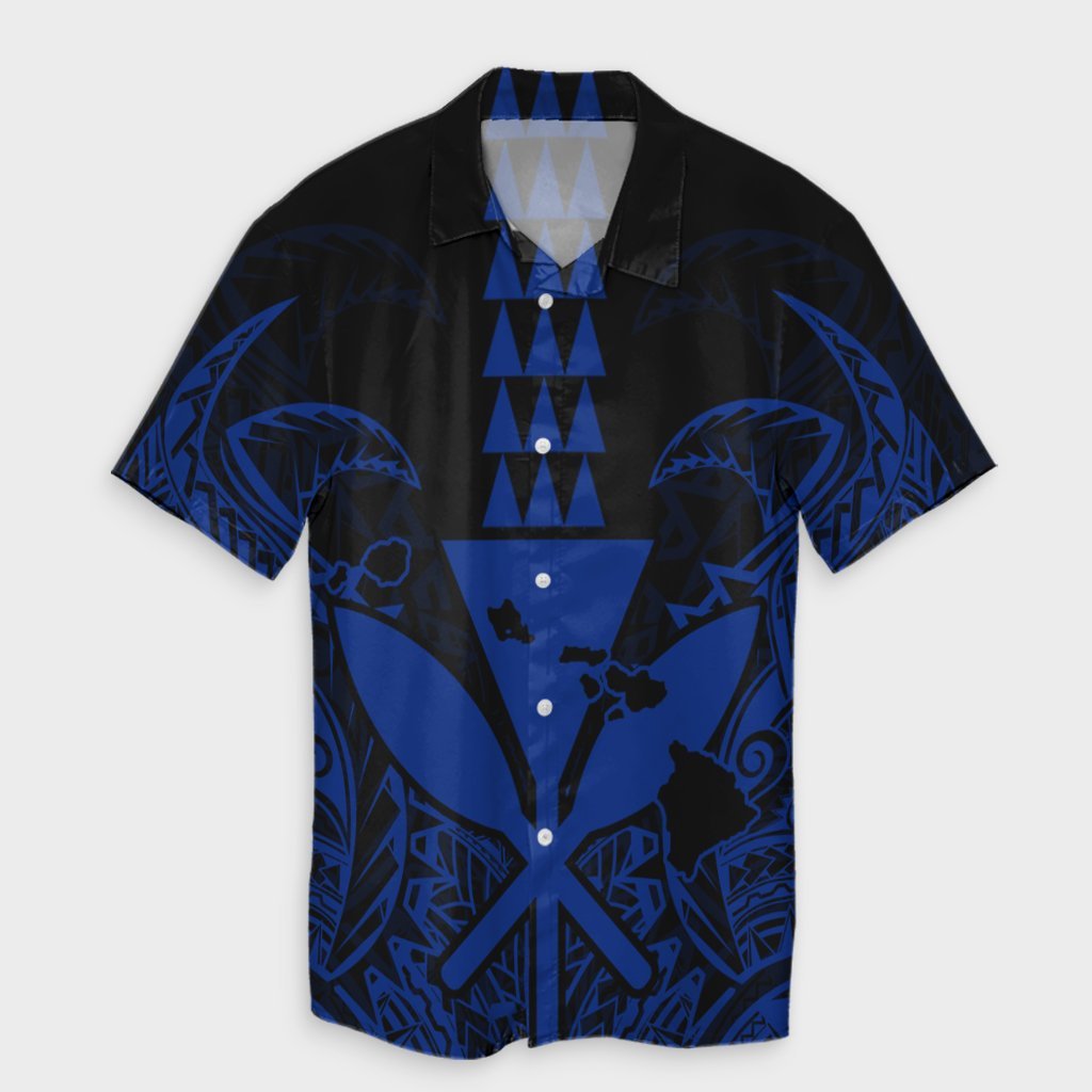 Hawaii Polynesian Kanaka Kakau Hawaiian Shirt - Alan Style Blue - AH Unisex Black - Polynesian Pride