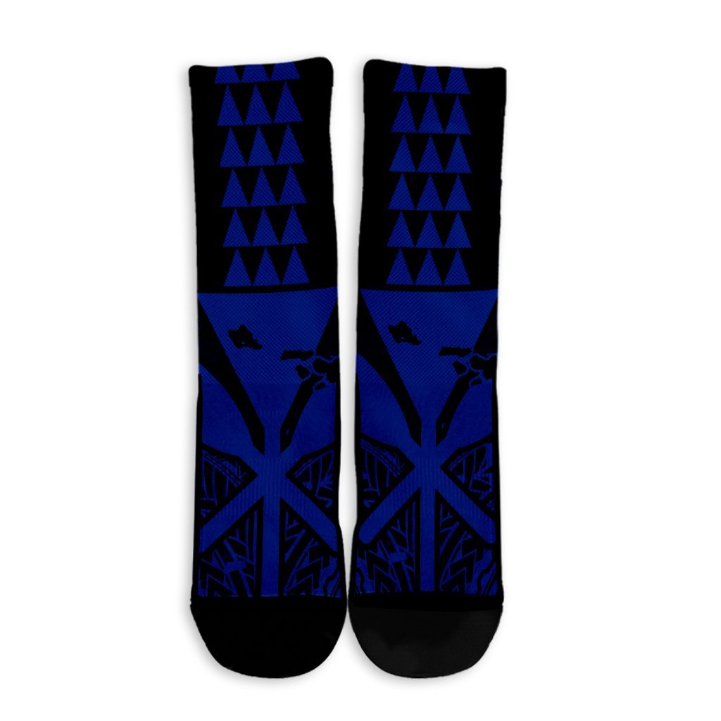 Hawaii Polynesian Kanaka Kakau Crew Socks - Alan Style Blue - AH - Polynesian Pride