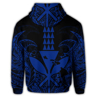 Hawaii Polynesian Zip Hoodie Kanaka Kakau Alan Style Blue - Polynesian Pride