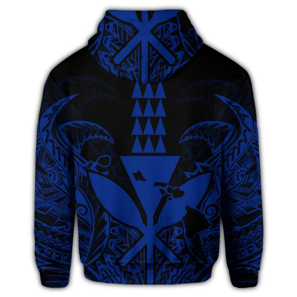 Hawaiian Polynesian Kanaka Kakau Hoodie Alan Style Blue - Polynesian Pride