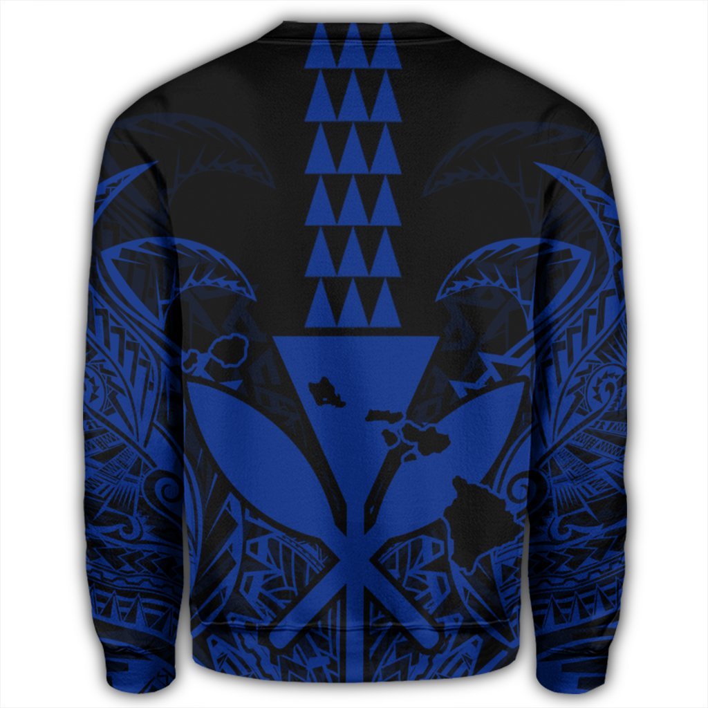 Hawaii Polynesian Kanaka Kakau Sweatshirt - Alan Style Blue - AH - Polynesian Pride