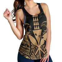 Hawaii Polynesian Kanaka Kakau Racerback Tank - Alan Style Gold - AH - Polynesian Pride