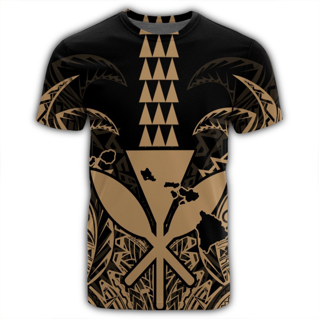 Hawaii Polynesian Kanaka Kakau T Shirt Alan Style Gold - Polynesian Pride