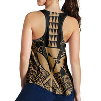 Hawaii Polynesian Kanaka Kakau Racerback Tank - Alan Style Gold - AH - Polynesian Pride