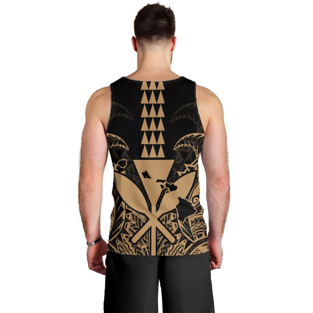 Hawaii Polynesian Kanaka Kakau Tank Top - Alan Style Gold - AH - Polynesian Pride