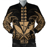 Hawaii Polynesian Kanaka Kakau Bomber Jacket - Alan Style Gold - AH Black Unisex - Polynesian Pride