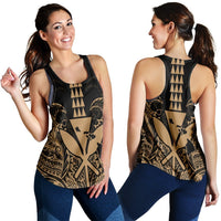 Hawaii Polynesian Kanaka Kakau Racerback Tank - Alan Style Gold - AH Black - Polynesian Pride