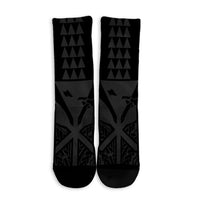 Hawaii Polynesian Kanaka Kakau Crew Socks - Alan Style Gray - AH - Polynesian Pride