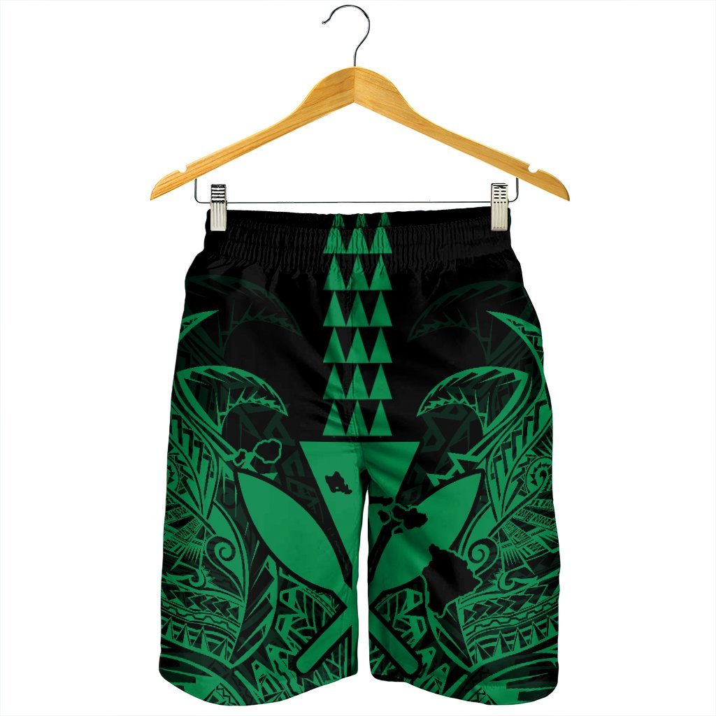 Hawaii Polynesian Kanaka Kakau Men's Shorts - Alan Style Green - AH - Polynesian Pride