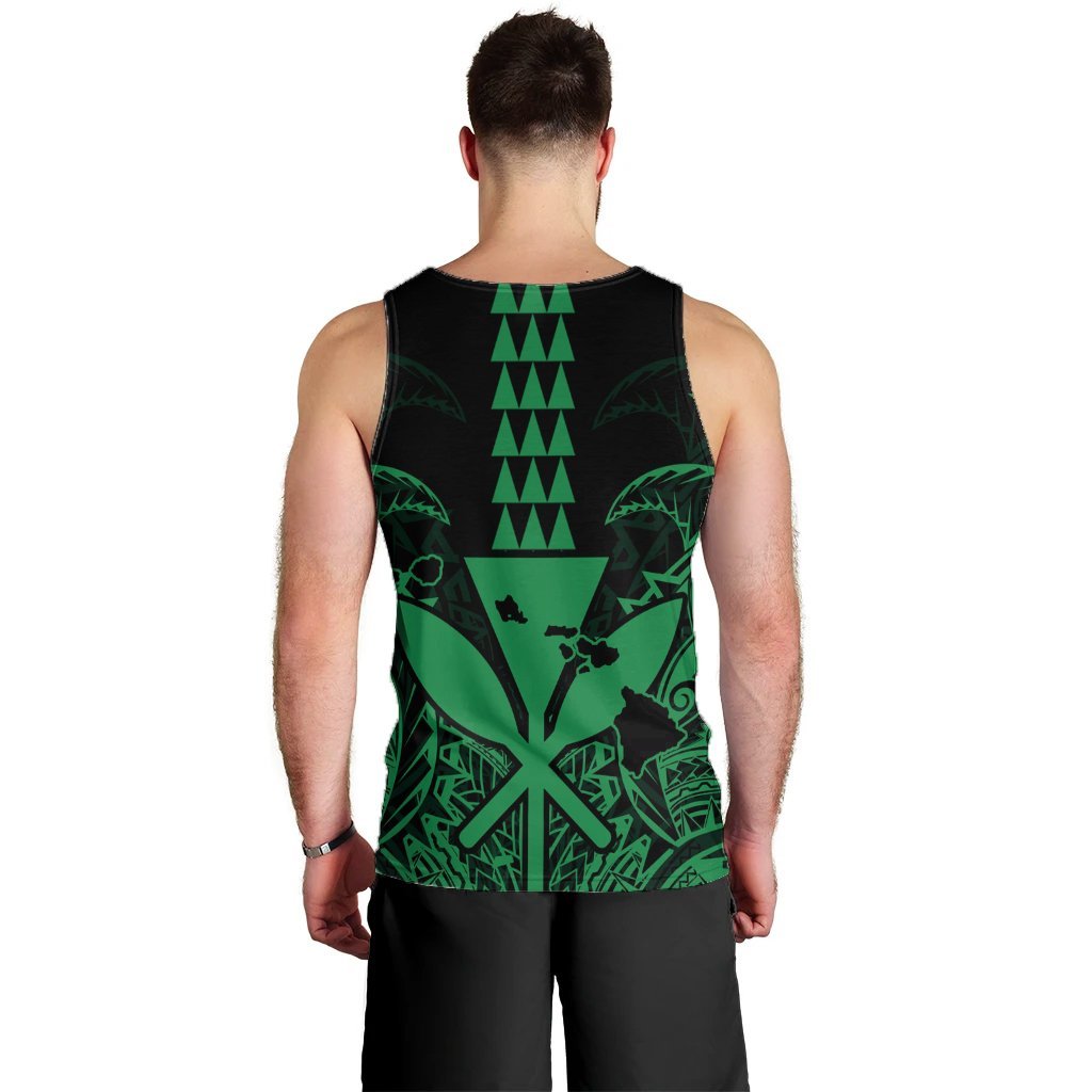 Hawaii Polynesian Kanaka Kakau Tank Top - Alan Style Green - AH - Polynesian Pride