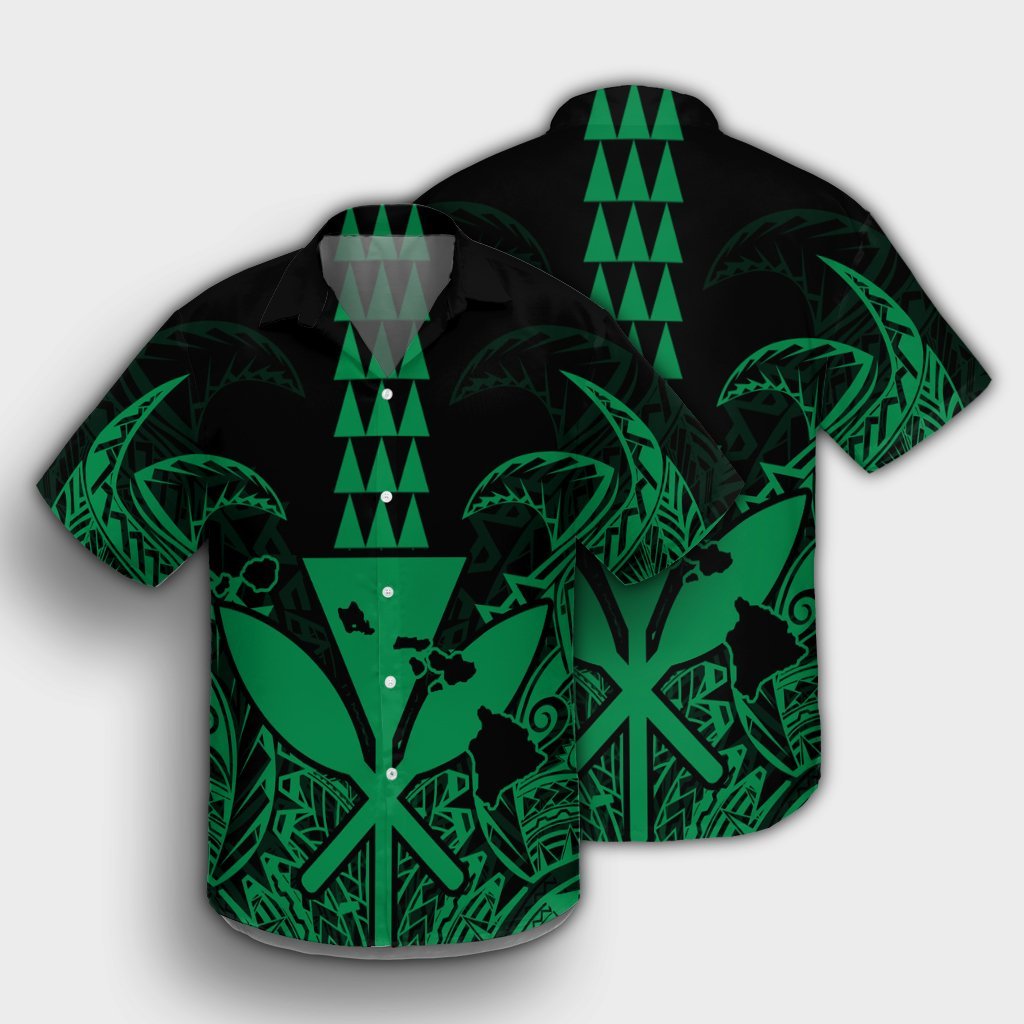 Hawaii Polynesian Kanaka Kakau Hawaiian Shirt - Alan Style Green - AH - Polynesian Pride