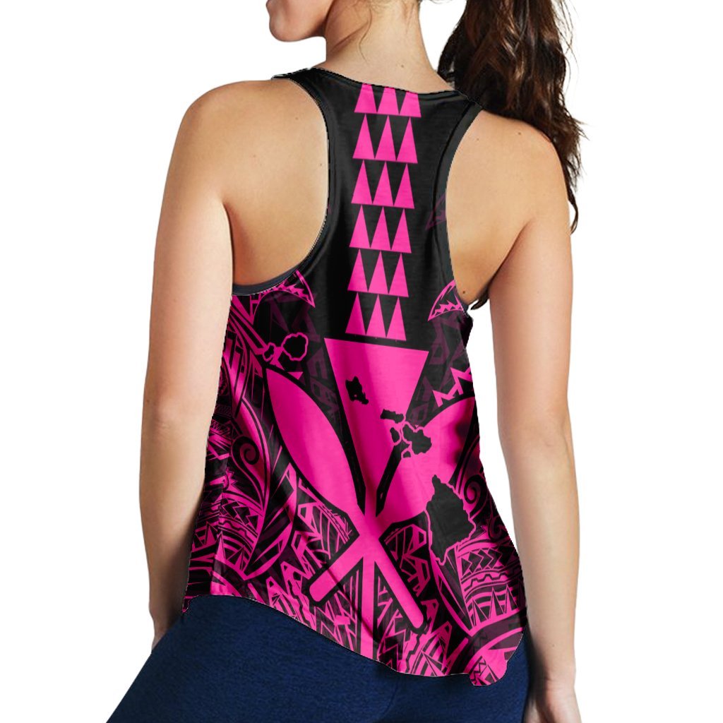 Hawaii Polynesian Kanaka Kakau Racerback Tank - Alan Style Pink - AH - Polynesian Pride