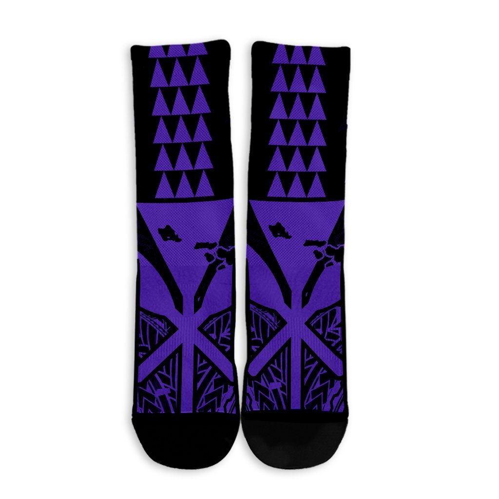 Hawaii Polynesian Kanaka Kakau Crew Socks - Alan Style Purple - AH - Polynesian Pride
