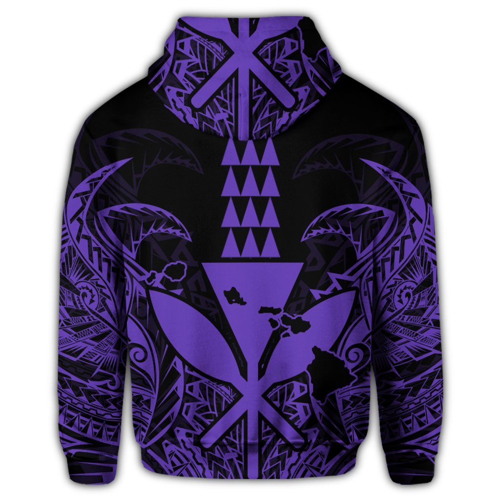 Hawaii Polynesian Zip Hoodie Kanaka Kakau Alan Style Purple - Polynesian Pride