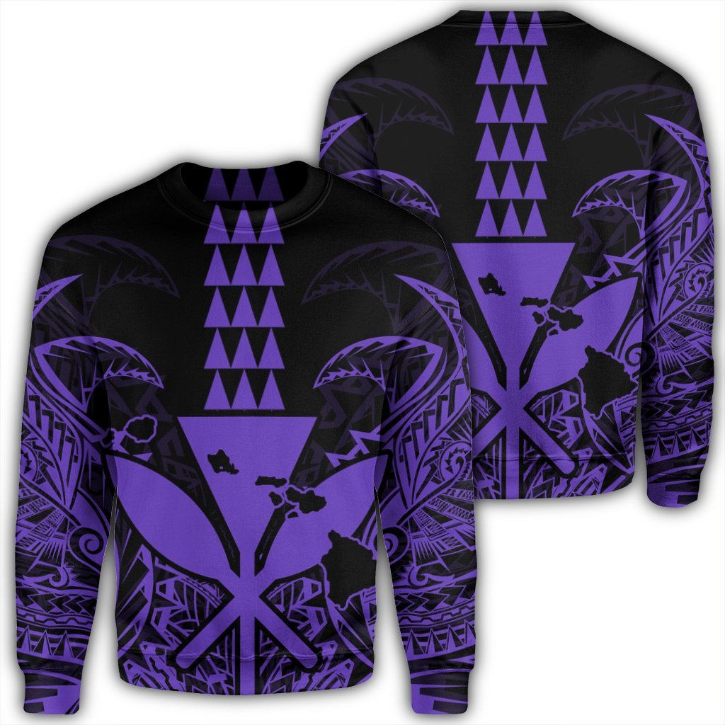 Hawaii Polynesian Kanaka Kakau Sweatshirt - Alan Style Purple - AH Unisex Black - Polynesian Pride