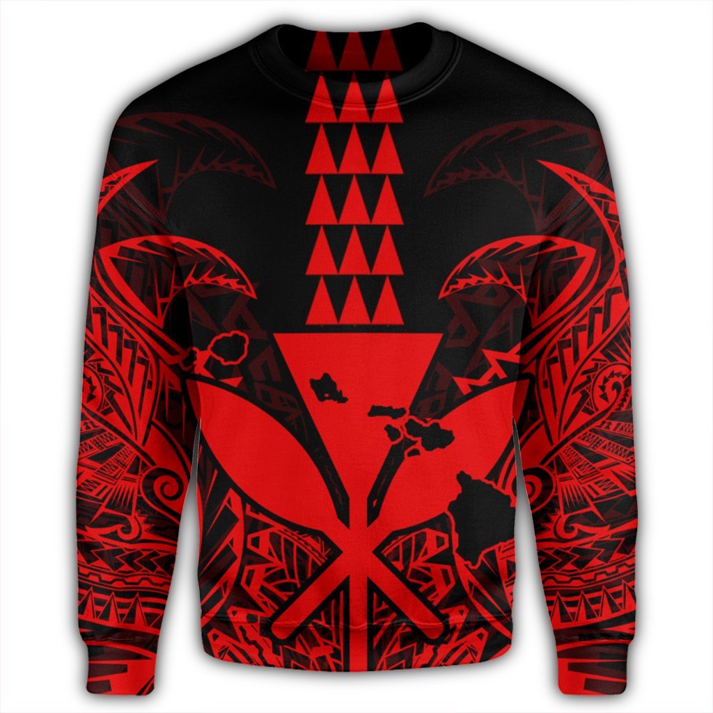 Hawaii Polynesian Kanaka Kakau Sweatshirt - Alan Style Red - AH - Polynesian Pride
