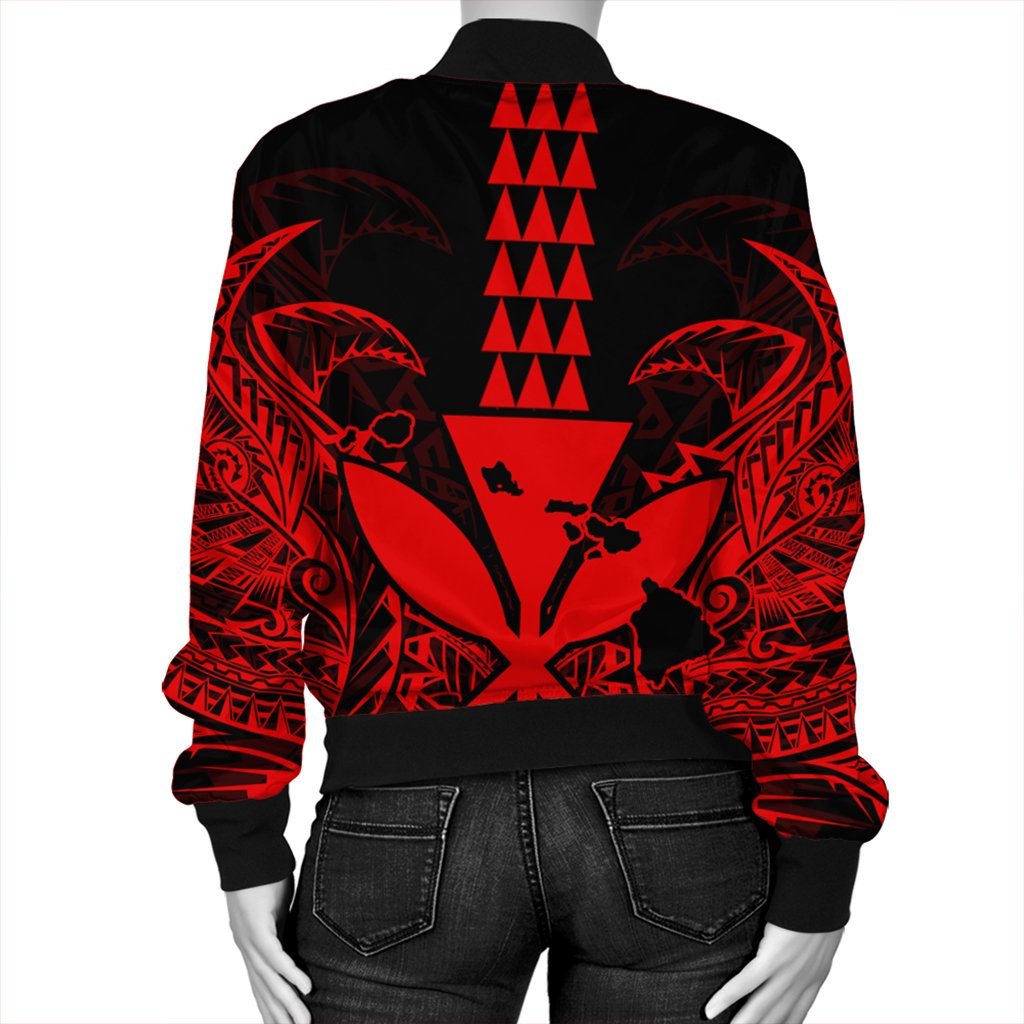 Hawaii Polynesian Kanaka Kakau Bomber Jacket - Alan Style Red - AH - Polynesian Pride