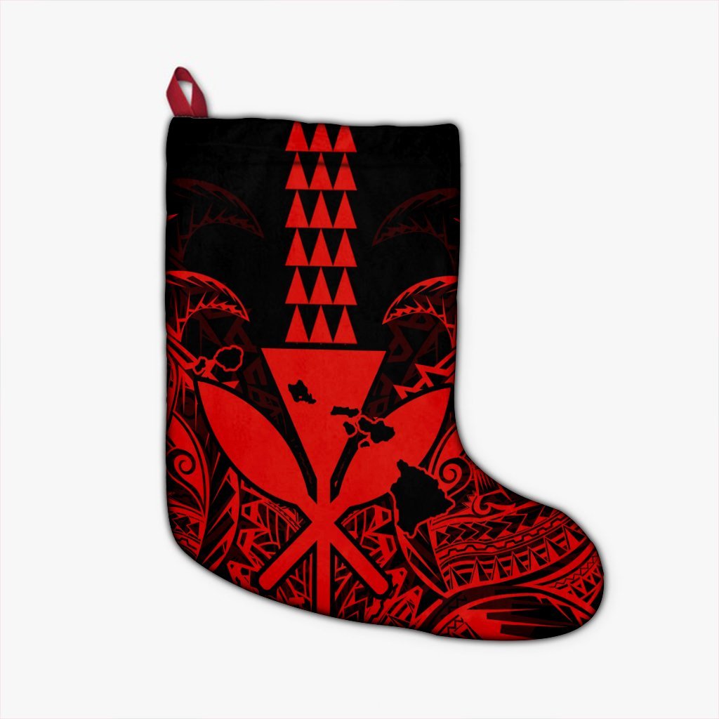 Hawaii Polynesian Kanaka Kakau Christmas Stocking - Alan Style Red - AH Christmas Stocking 26 X 42 cm Black - Polynesian Pride