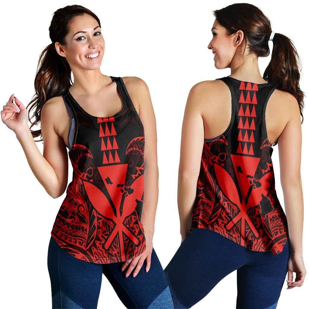 Hawaii Polynesian Kanaka Kakau Racerback Tank - Alan Style Red - AH Black - Polynesian Pride