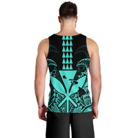 Hawaii Polynesian Kanaka Kakau Tank Top - Alan Style Turquoise - AH - Polynesian Pride