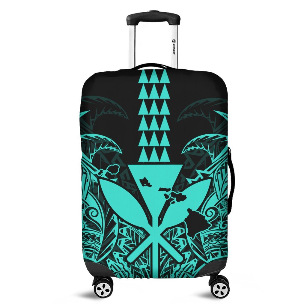 Hawaii Polynesian Kanaka Kakau Luggage Covers - Alan Style Turquoise - AH Black - Polynesian Pride