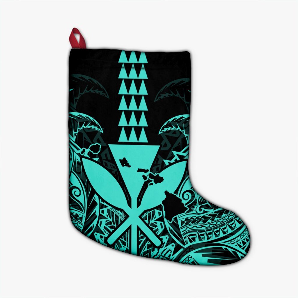 Hawaii Polynesian Kanaka Kakau Christmas Stocking - Alan Style Turquoise - AH Christmas Stocking 26 X 42 cm Black - Polynesian Pride