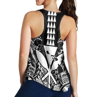 Hawaii Polynesian Kanaka Kakau Racerback Tank - Alan Style White - AH - Polynesian Pride