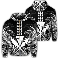 Hawaii Polynesian Zip Hoodie Kanaka Kakau Alan Style White Unisex Art - Polynesian Pride