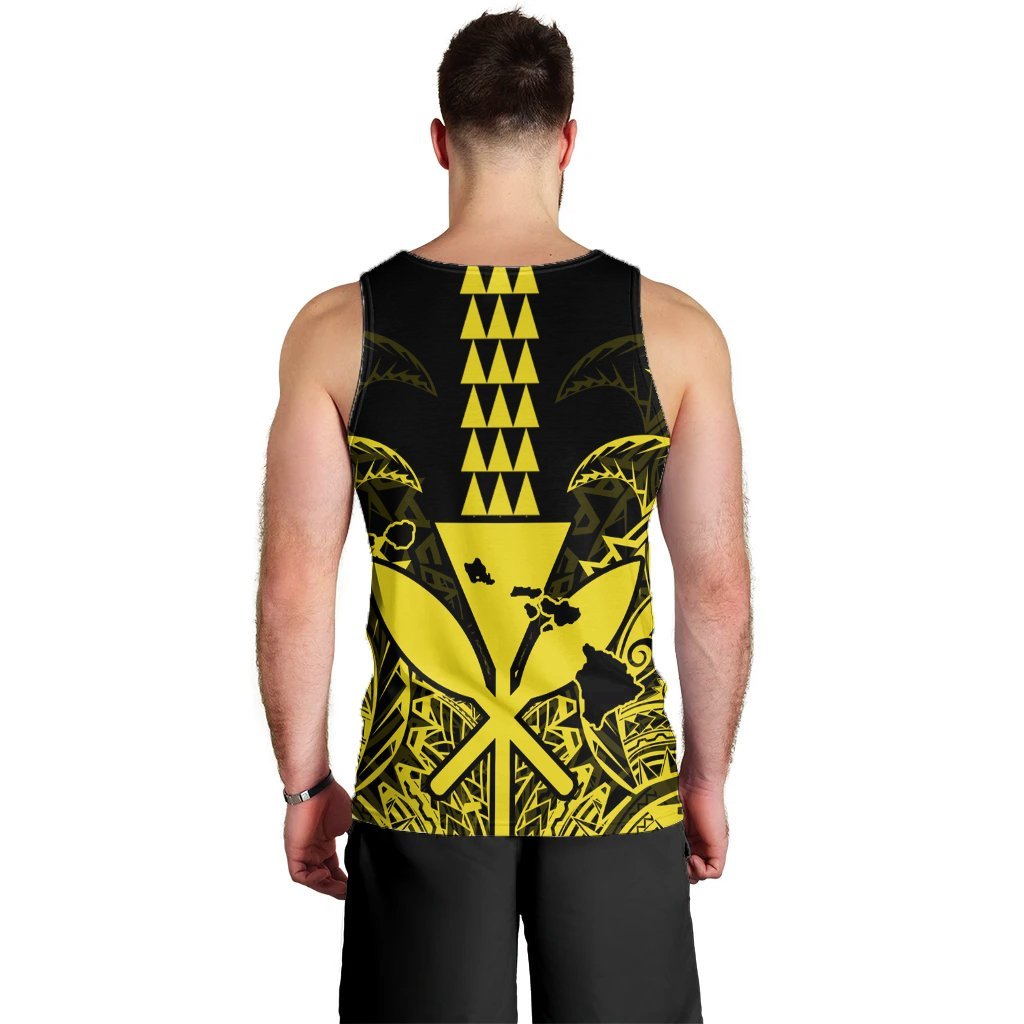 Hawaii Polynesian Kanaka Kakau Tank Top - Alan Style Yellow - AH - Polynesian Pride