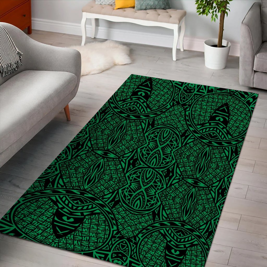 Hawaii Polynesian Lauhala Mix Green Area Rug - AH - Polynesian Pride